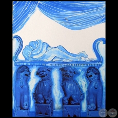 El tálamo - Serie AZUL dibujo sobre papel de Ricardo Migliorisi - Año: 2018